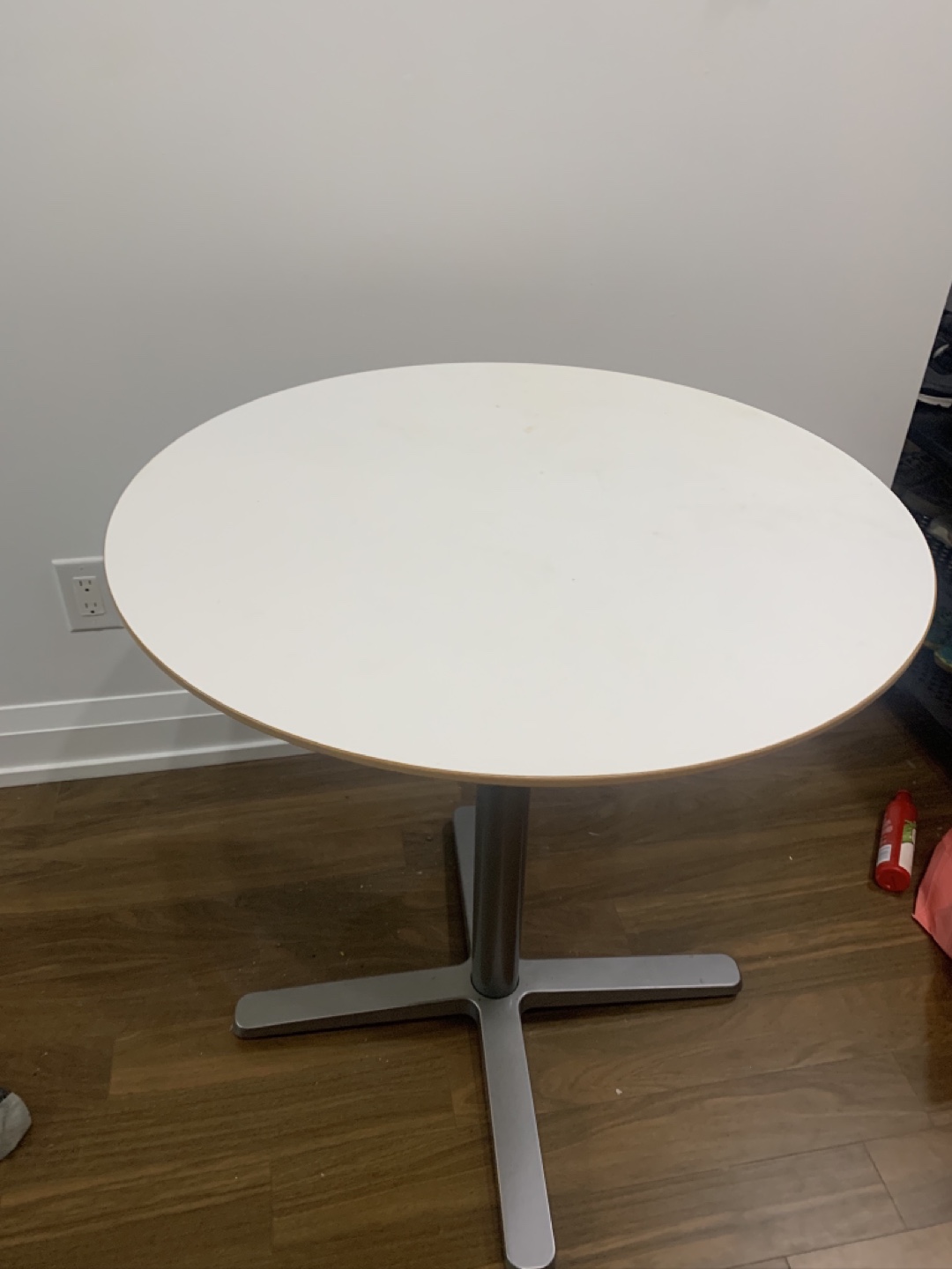IKEA White Round Table with Silver Base