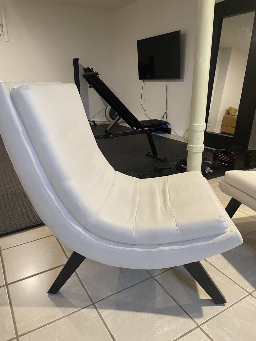 White Accent Chair and Ottoman Set - photo 2