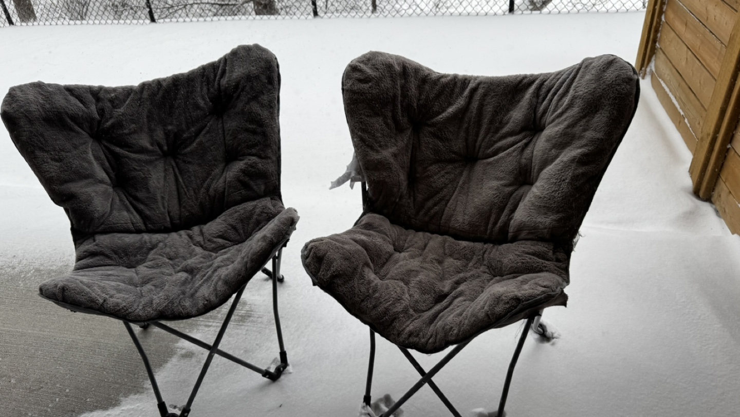 Two Grey Folding Chairs - photo 2