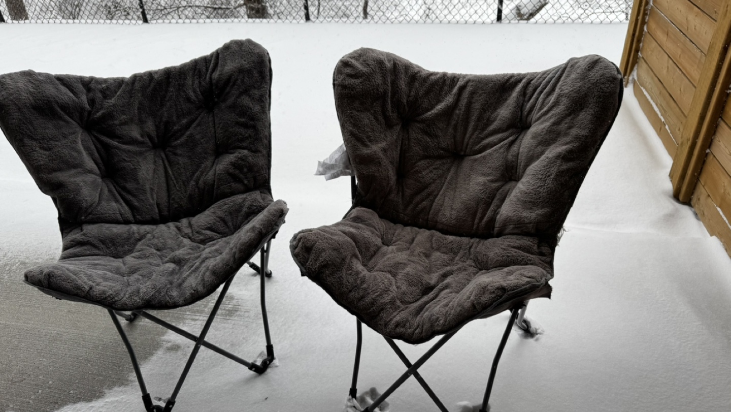 Two Grey Folding Chairs