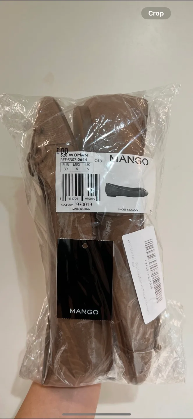 Mango Brown Suede Ballerina Flats Size 39 image indicator(2)