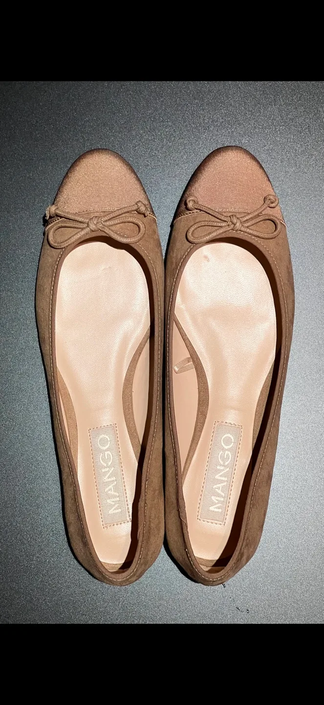 Mango Brown Suede Ballerina Flats Size 39 image indicator(4)