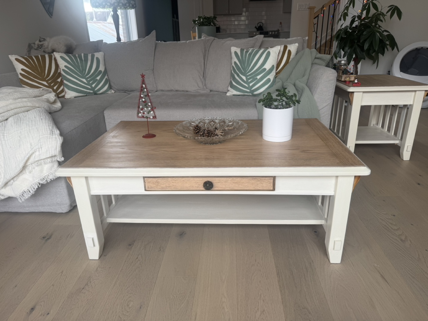 Wooden refinished Coffee Table with Drawer and Shelf
