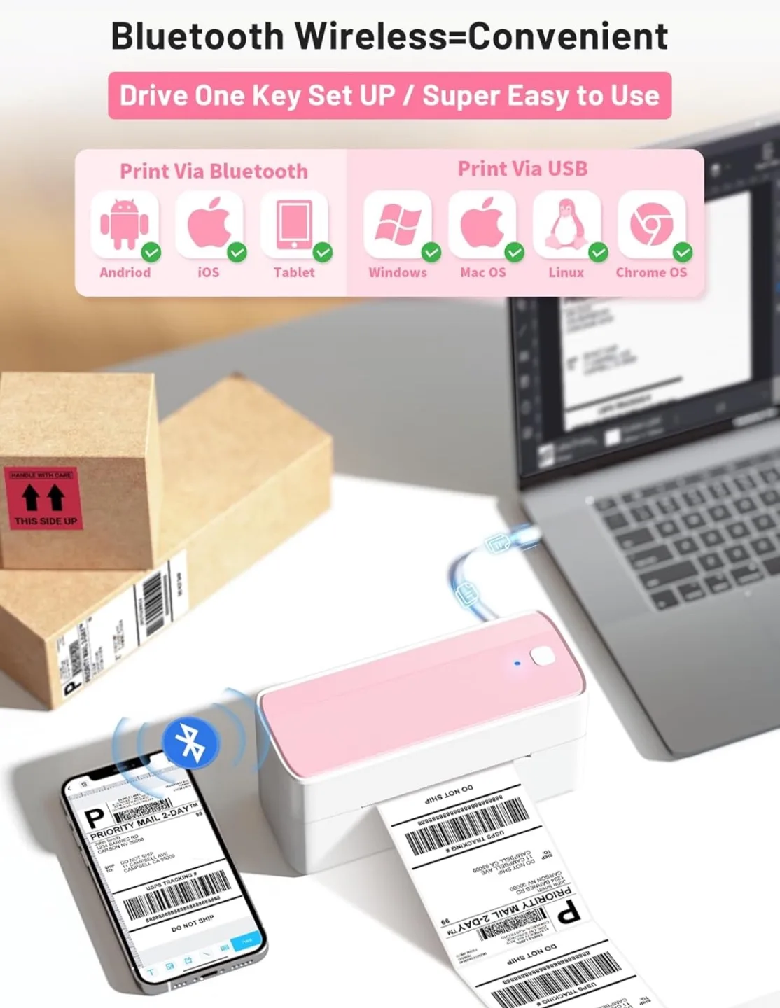 SEALED Blutooth Thermal Label Printer image indicator(9)