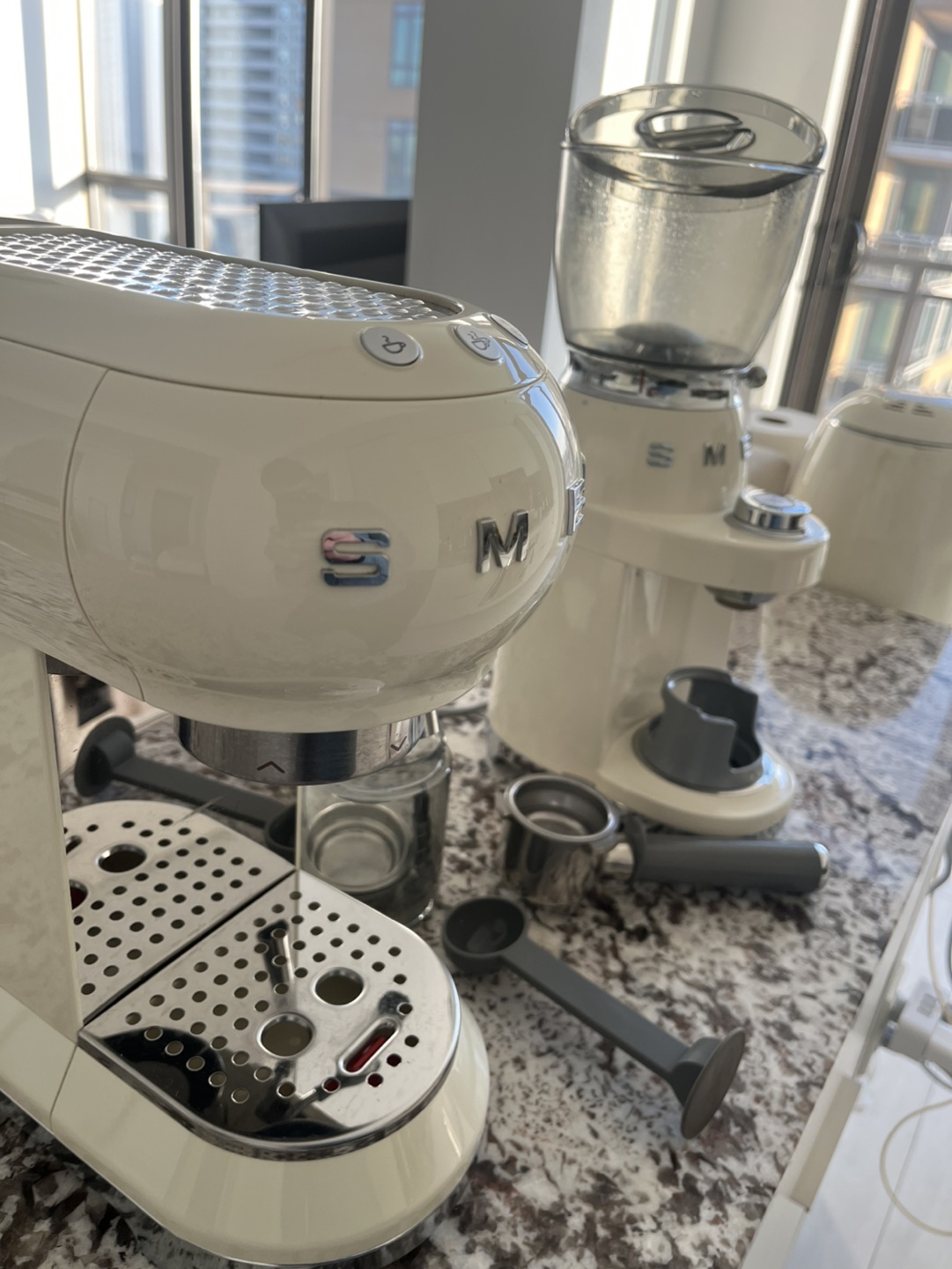Smeg coffee grinder and espresso machine