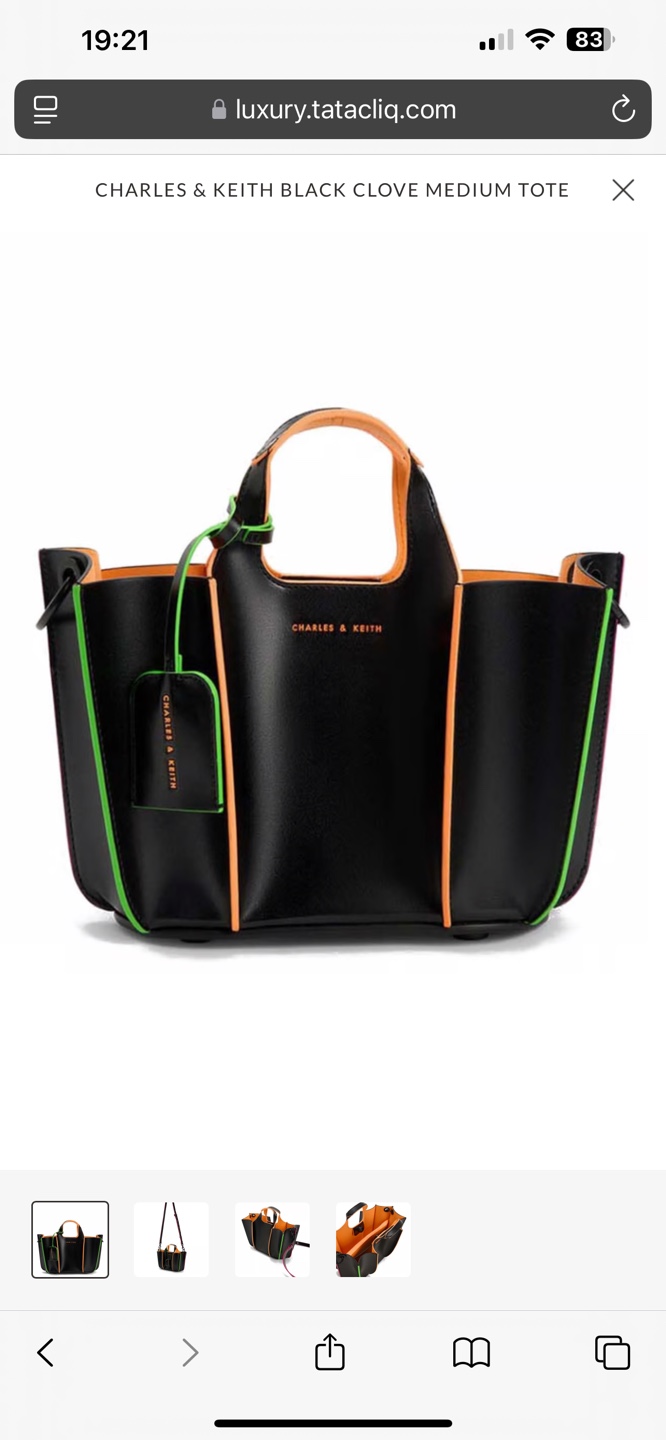 Charles & Keith Black Clove Medium Tote