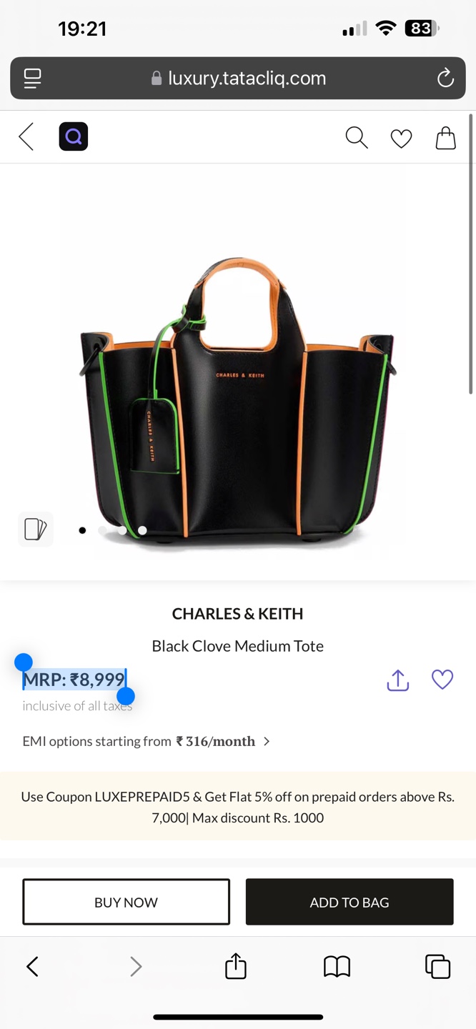 Charles & Keith Black Clove Medium Tote - photo 5