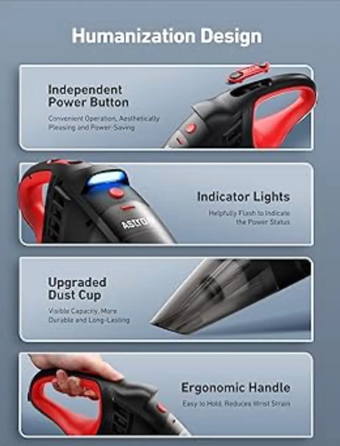 ASTROAI Handheld Car Vacuum Cleaner image indicator(5)