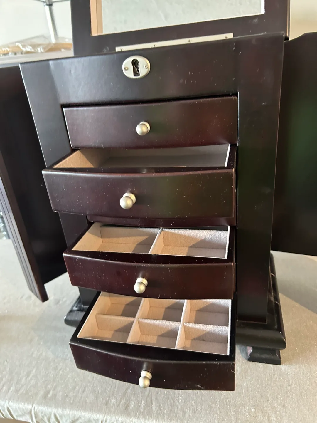 Wooden Jewellery Box with Mirror image indicator(5)