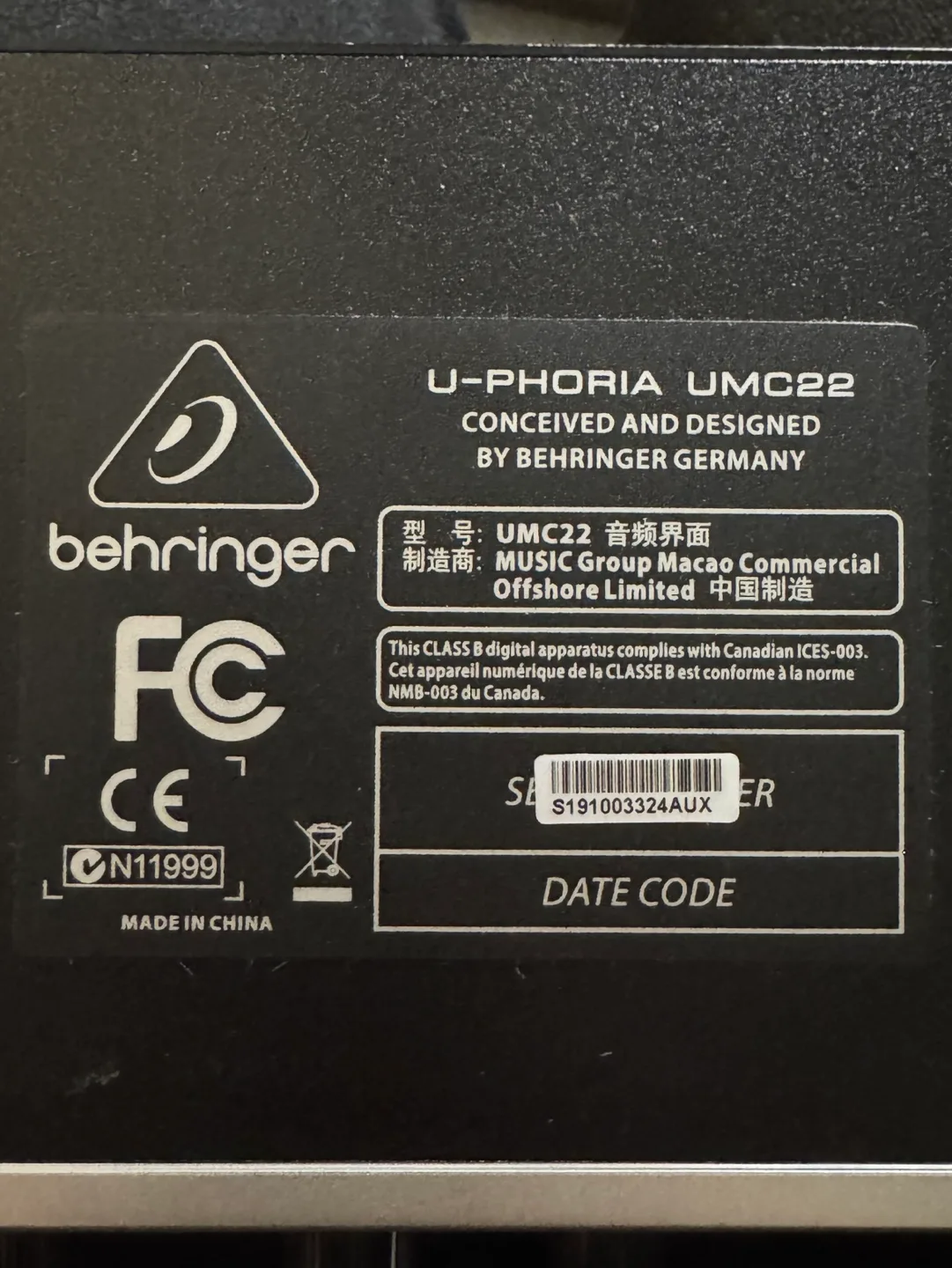 Behringer U-Phoria UMC22 Audio Interface image indicator(4)