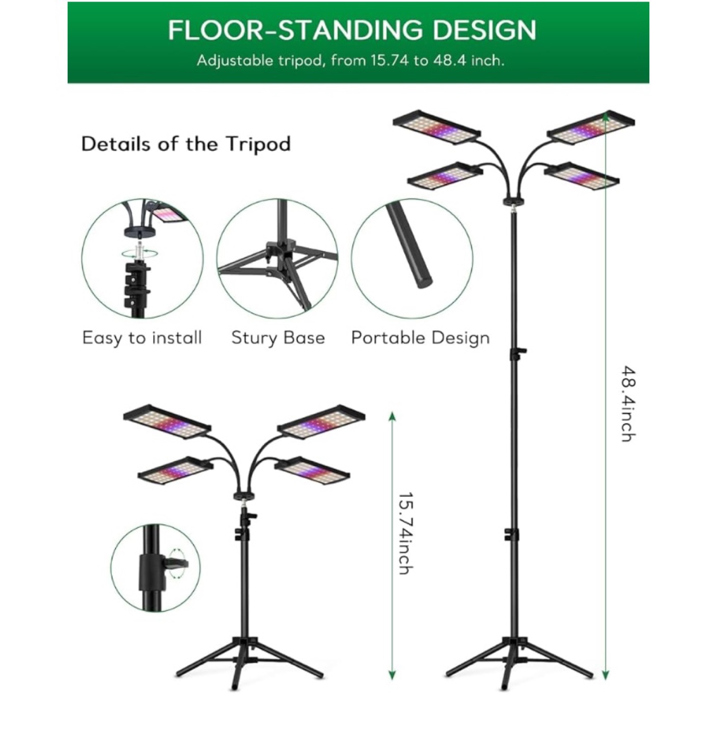 Plant Grow Light with Tripod Stand - photo 2