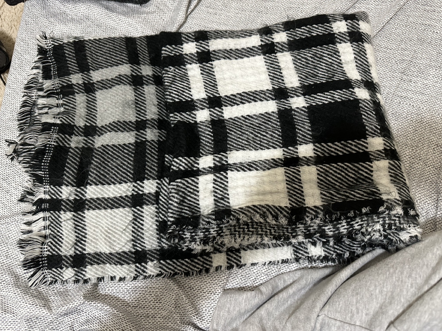 Black and White Plaid Scarf - photo 2