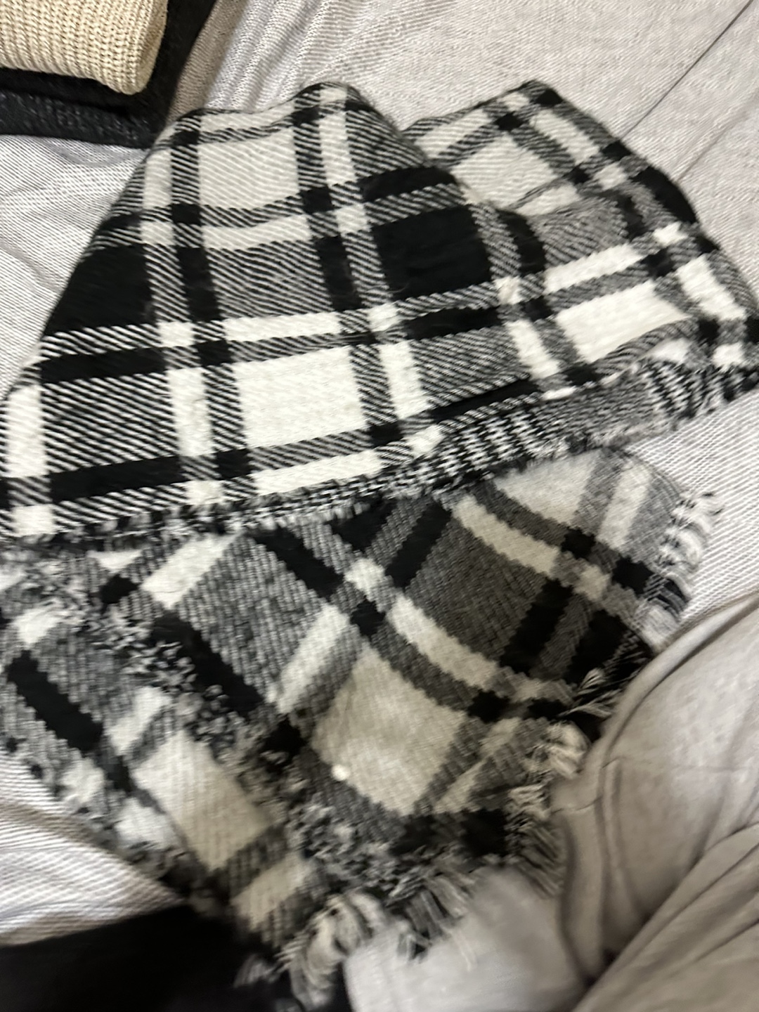 Black and White Plaid Scarf