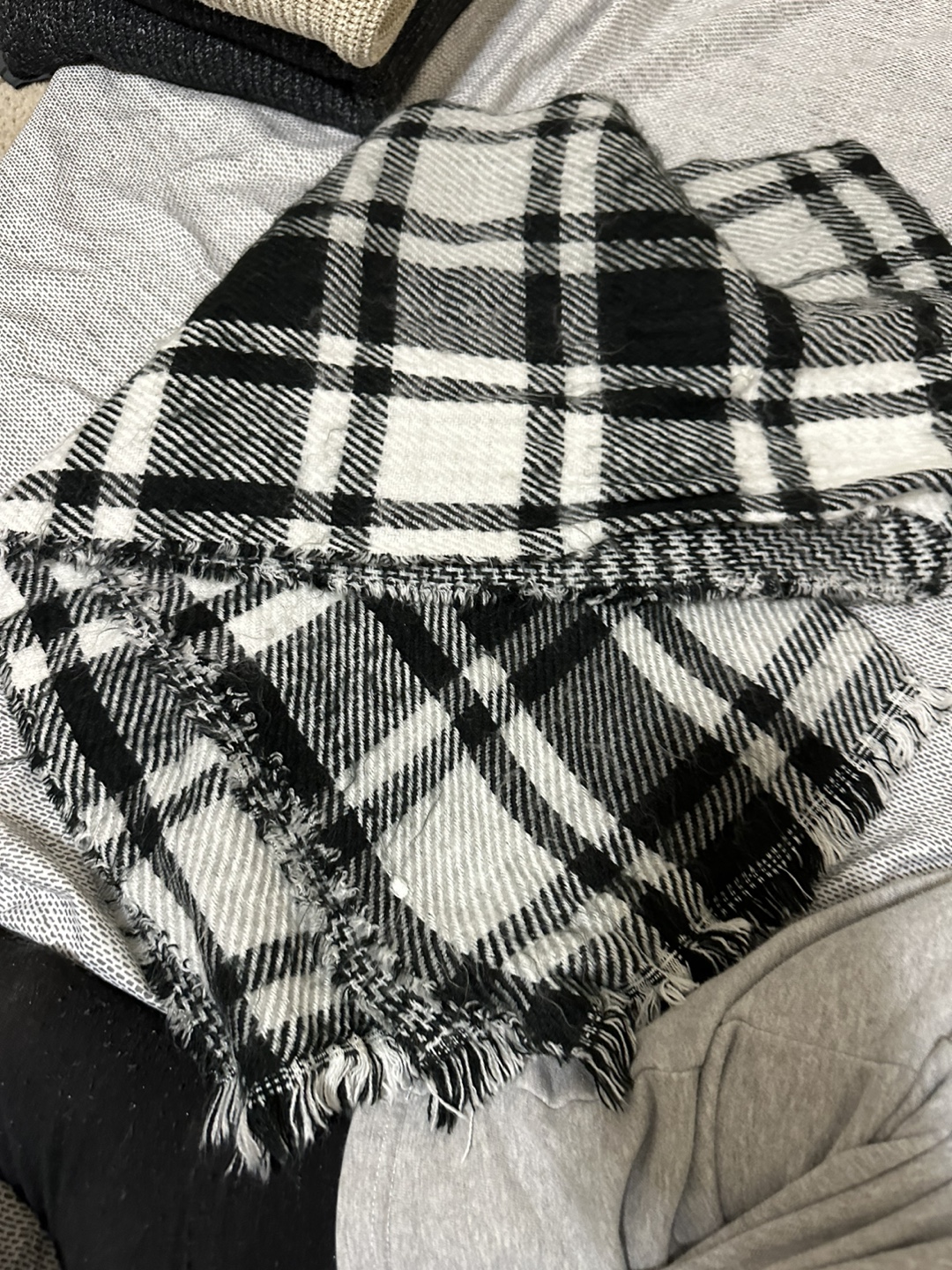 Black and White Plaid Scarf - photo 4