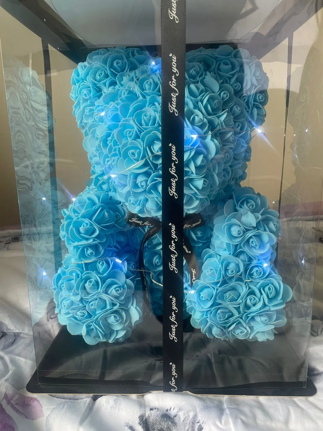 Blue Rose Bear with Lights thumbnail