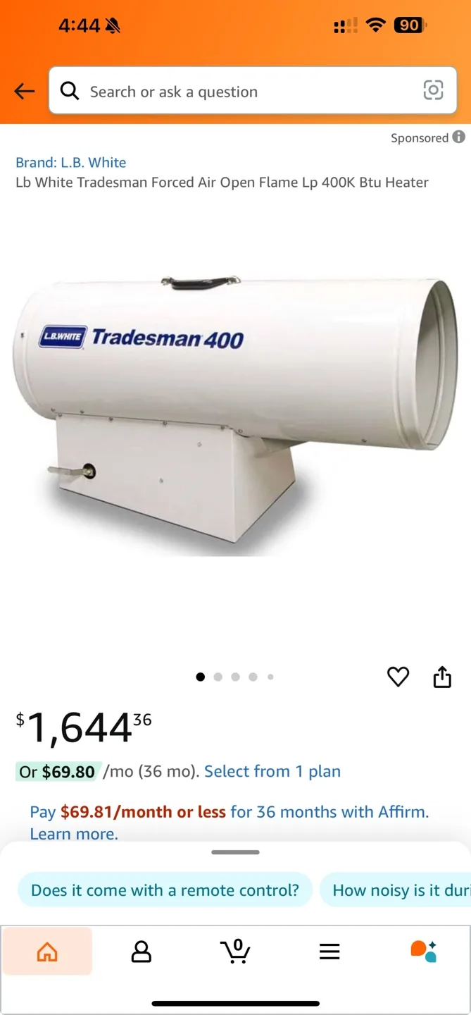 L.B. White Tradesman 400 Forced Air Propane Heater image indicator(5)