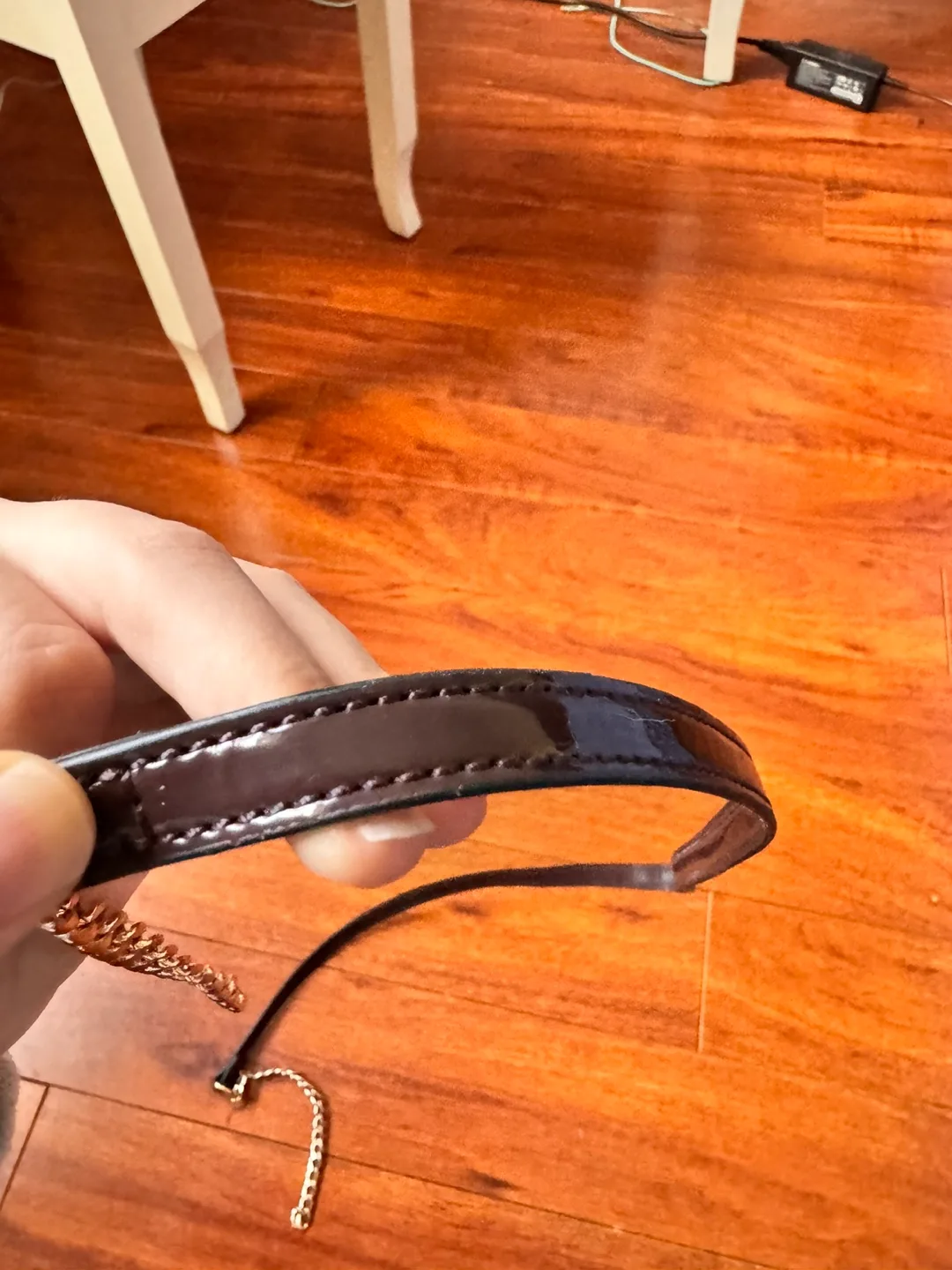 Dark Brown Purse Strap with Gold Chain image indicator(3)