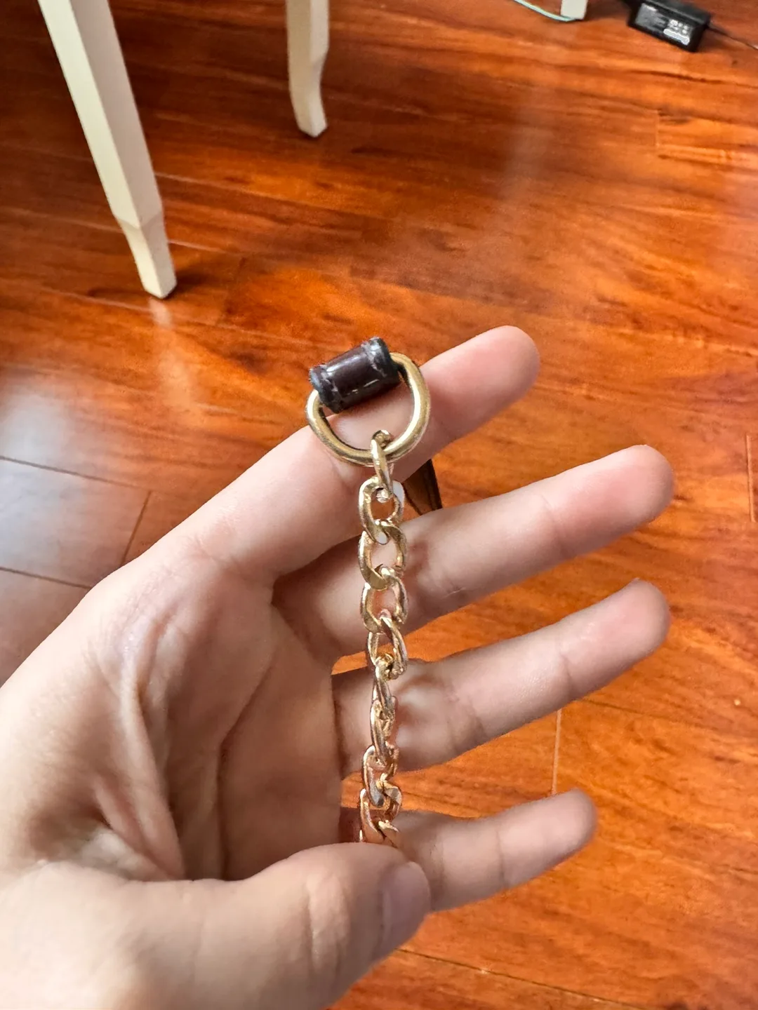 Dark Brown Purse Strap with Gold Chain image indicator(2)