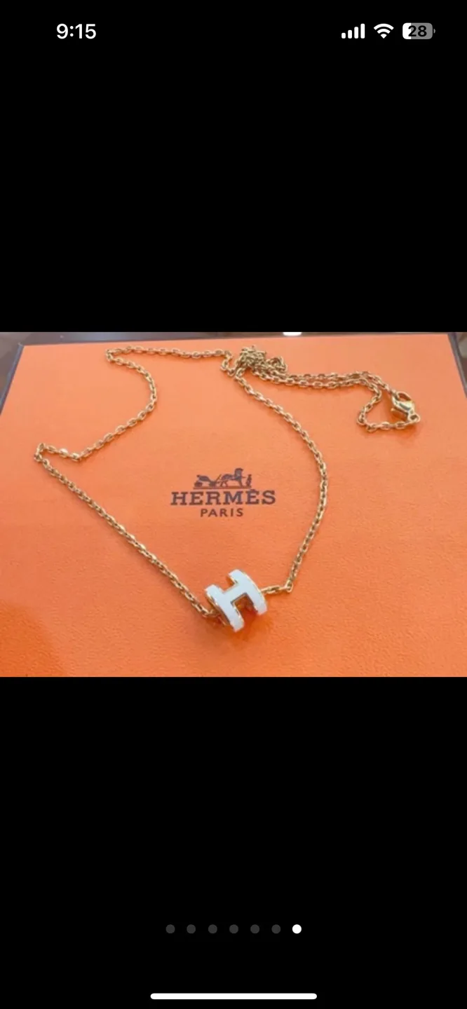 Hermes White Enamel H mini pop pendant ONLY no necklace image indicator(5)