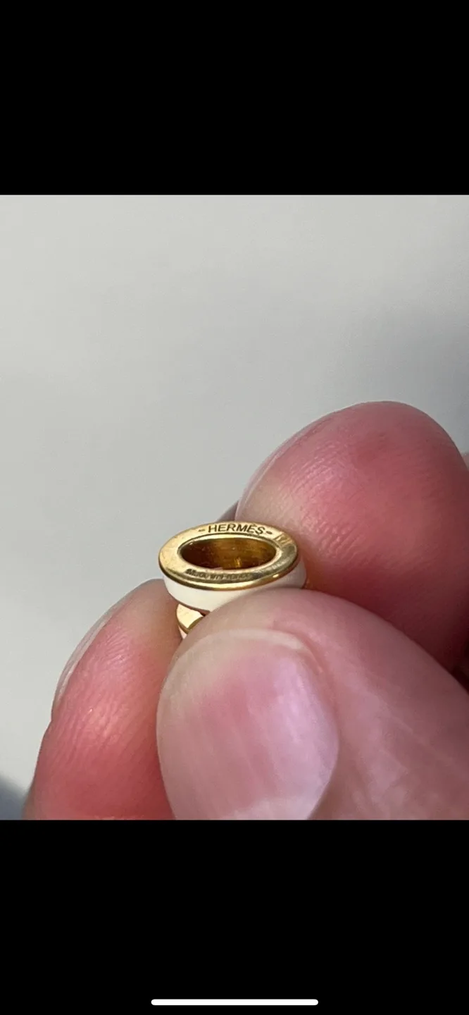 Hermes White Enamel H mini pop pendant ONLY no necklace image indicator(4)