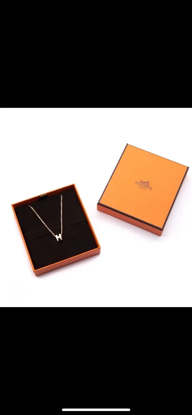 Hermes White Enamel H mini pop pendant ONLY no necklace image indicator(6)