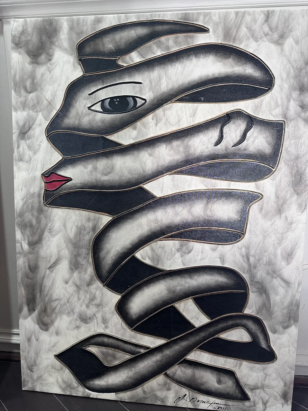 Beautiful abstract face  painting on canvas Original thumbnail