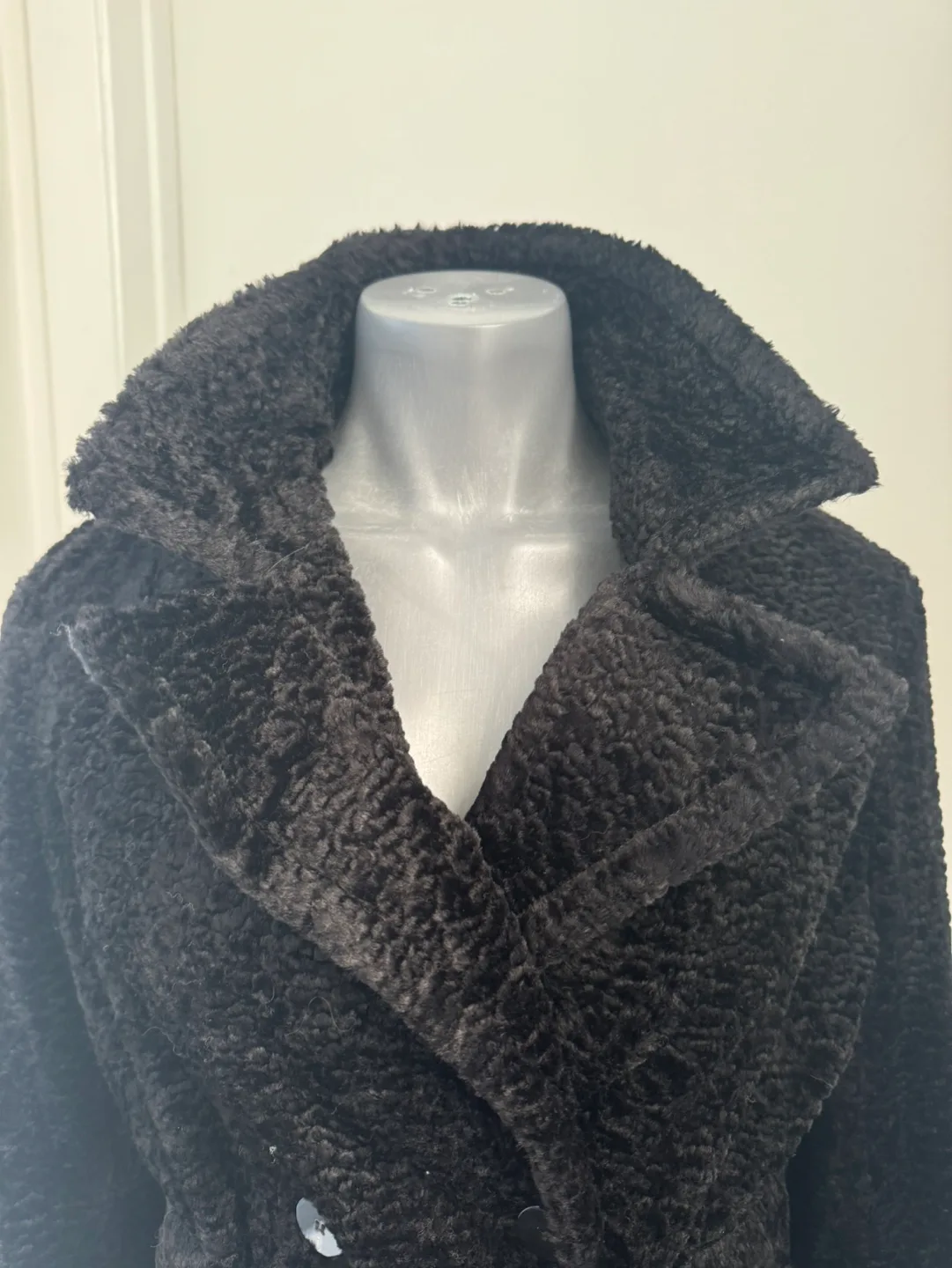 Theory Black Embossed Faux Fur Coat image indicator(2)