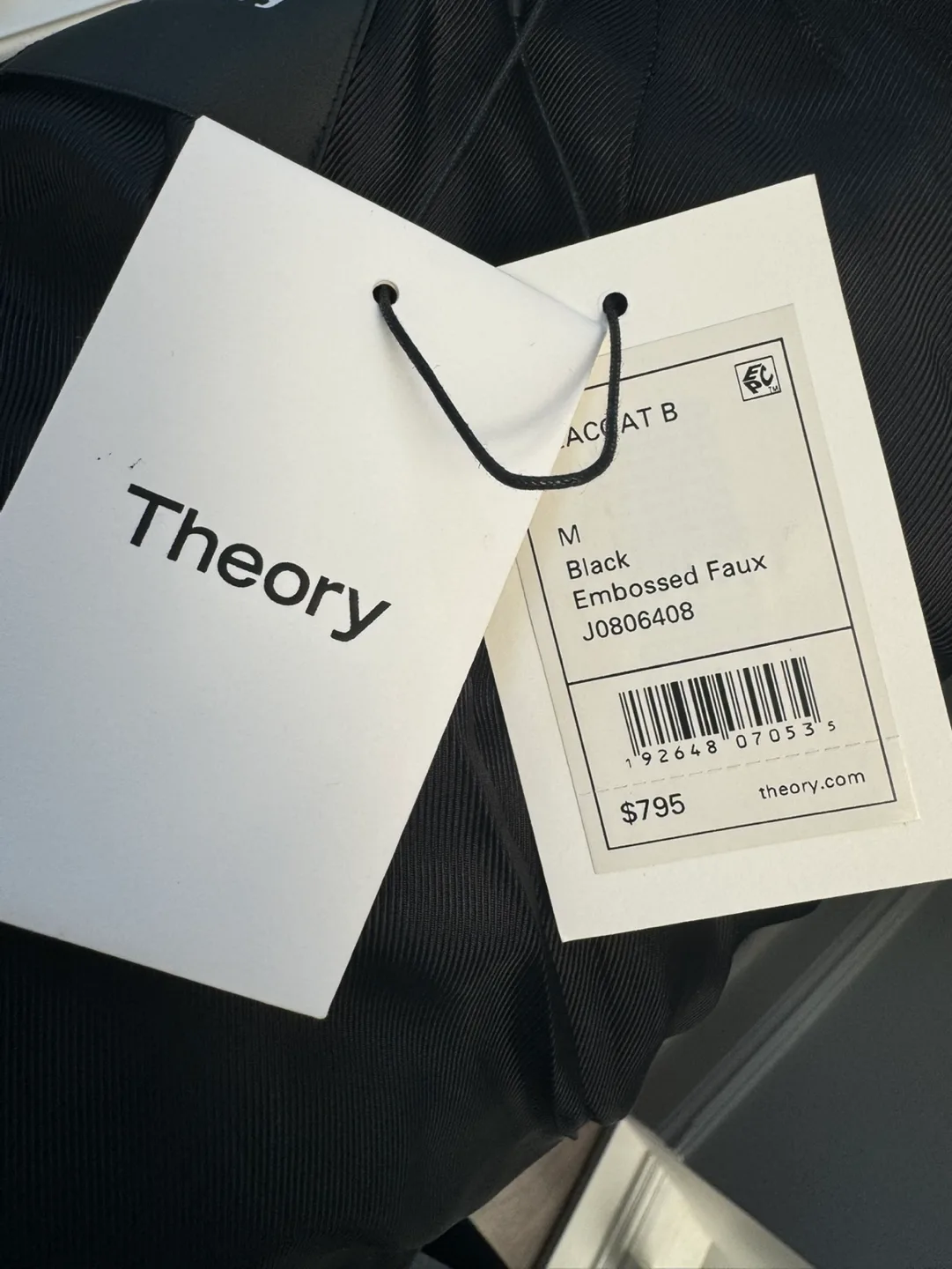 Theory Black Embossed Faux Fur Coat image indicator(5)