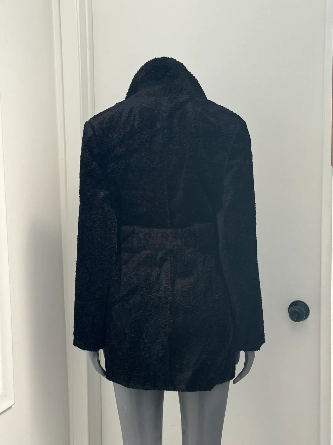Theory Black Embossed Faux Fur Coat image indicator(3)