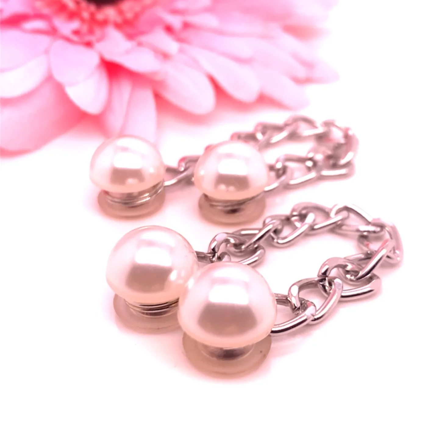 Pearl & Chain Cufflinks silver tone image indicator(2)