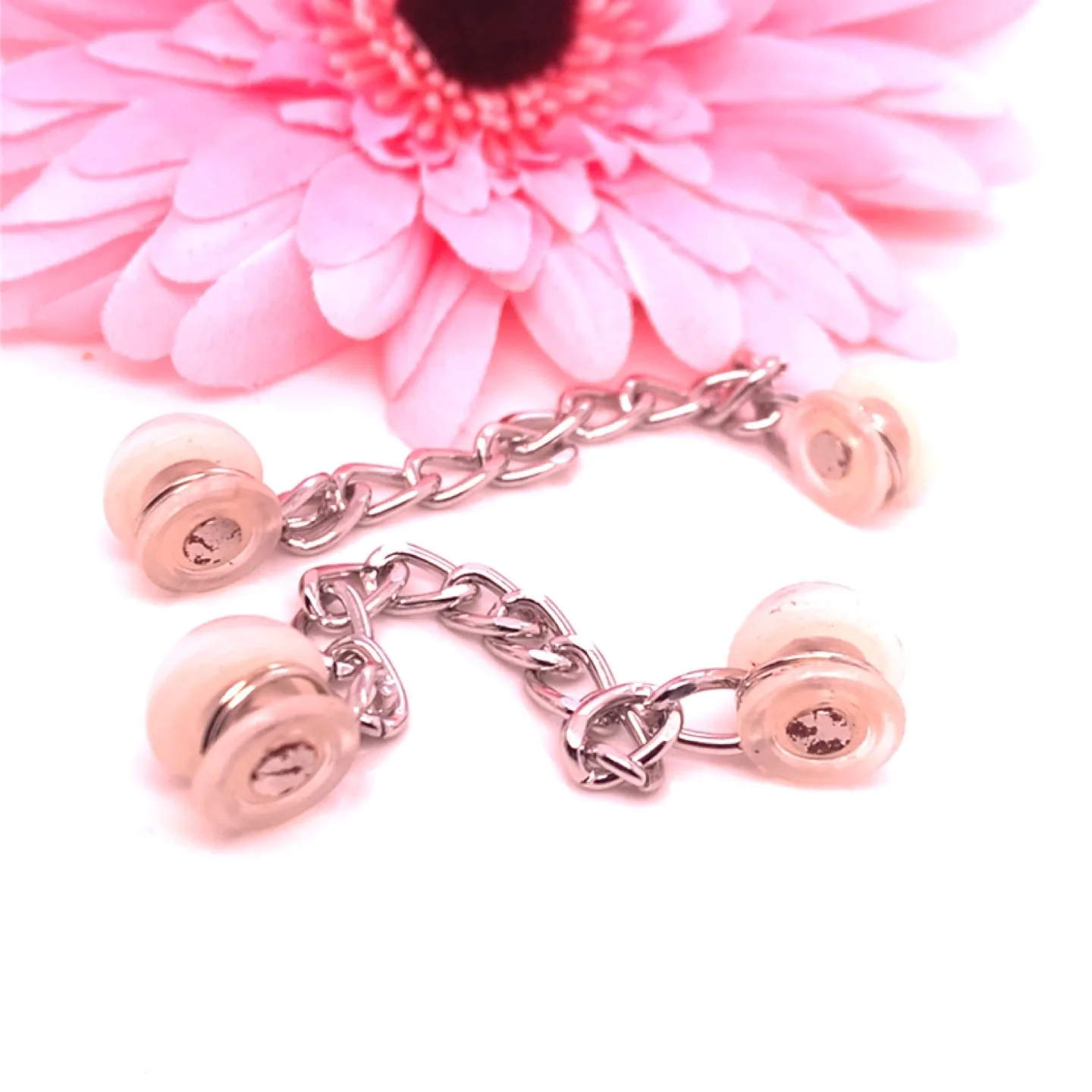 Pearl & Chain Cufflinks silver tone image indicator(3)