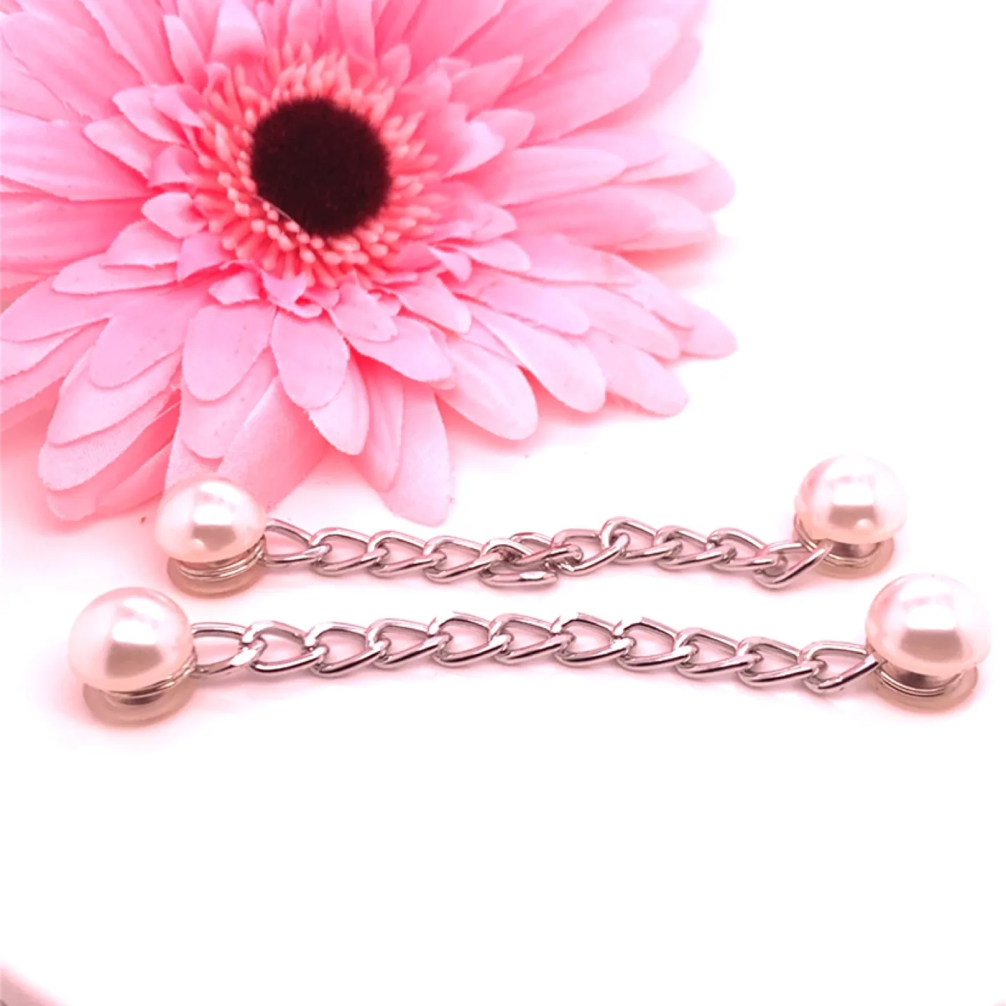 Pearl & Chain Cufflinks silver tone image indicator(4)