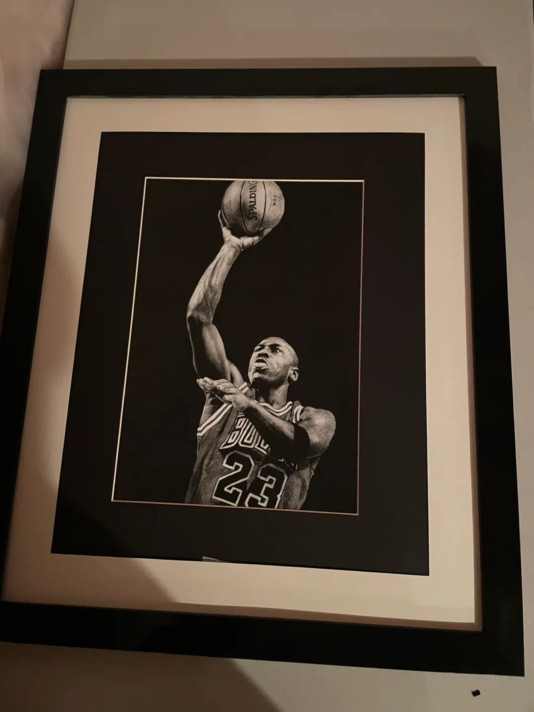 Large Black and White Framed Michael Jordan Drawing image indicator(3)