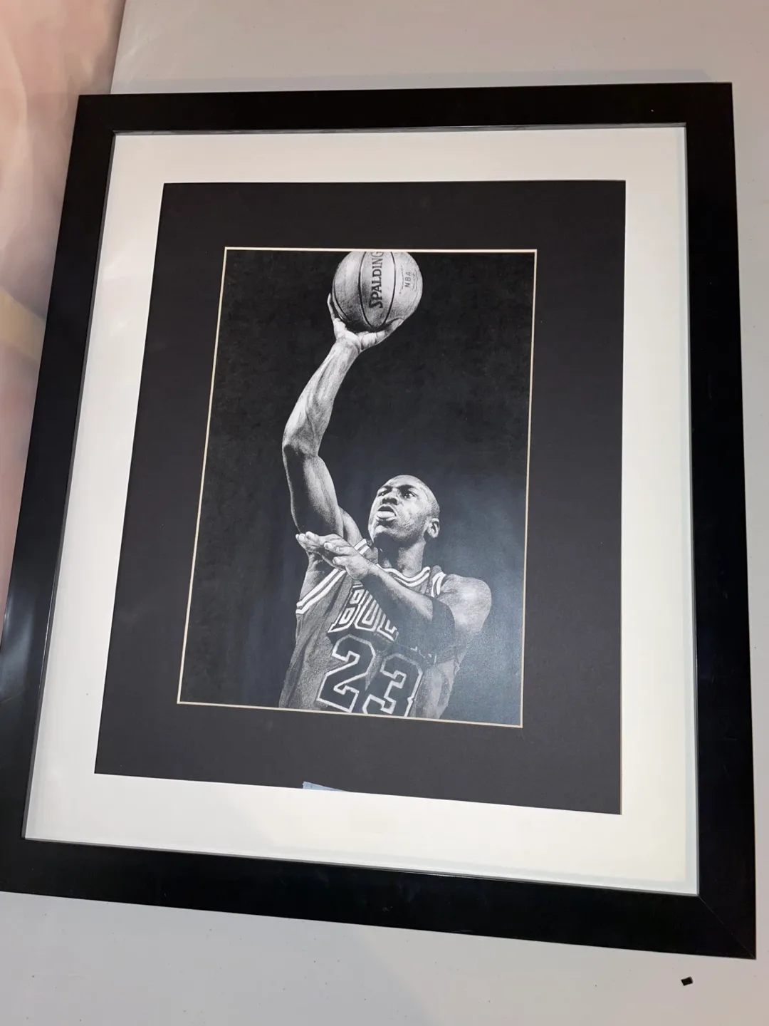 Large Black and White Framed Michael Jordan Drawing image indicator(2)