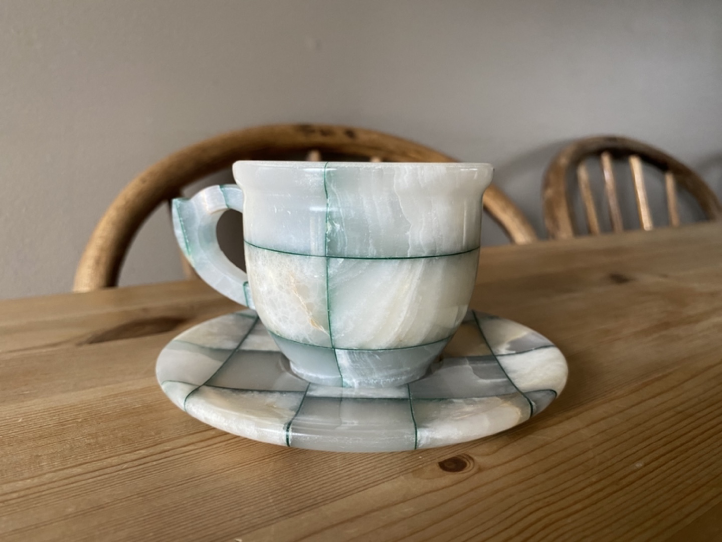Green Onyx Coffee Cup and Saucer Set