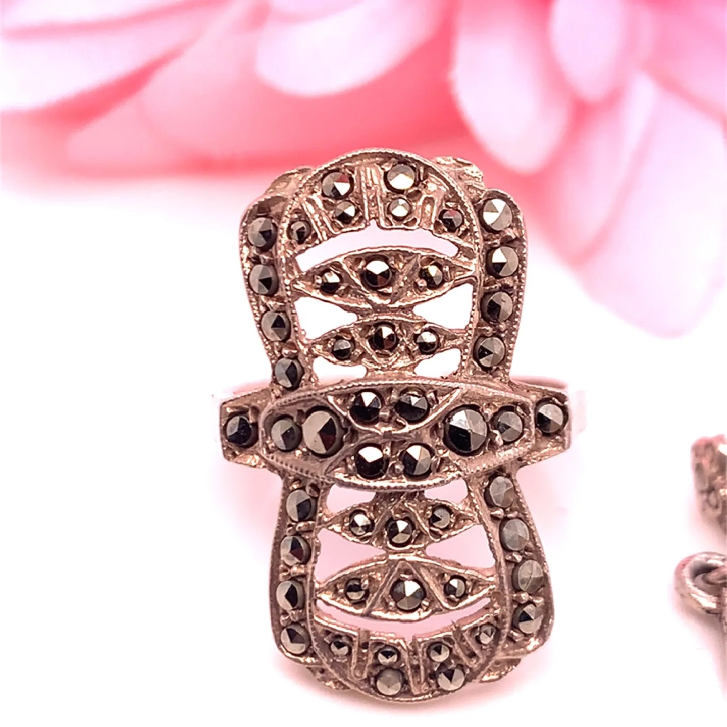 Vintage Marcasite Ring and Earrings Set image indicator(3)