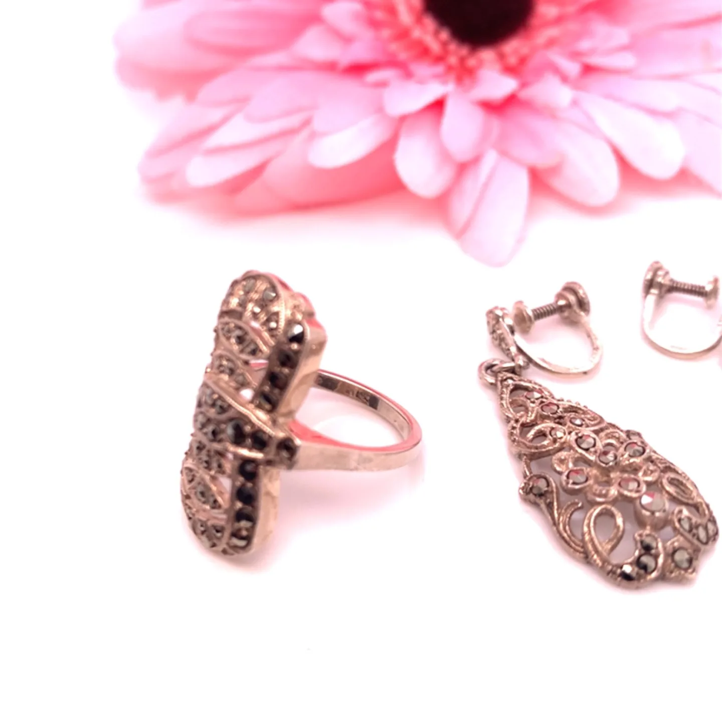 Vintage Marcasite Ring and Earrings Set image indicator(5)
