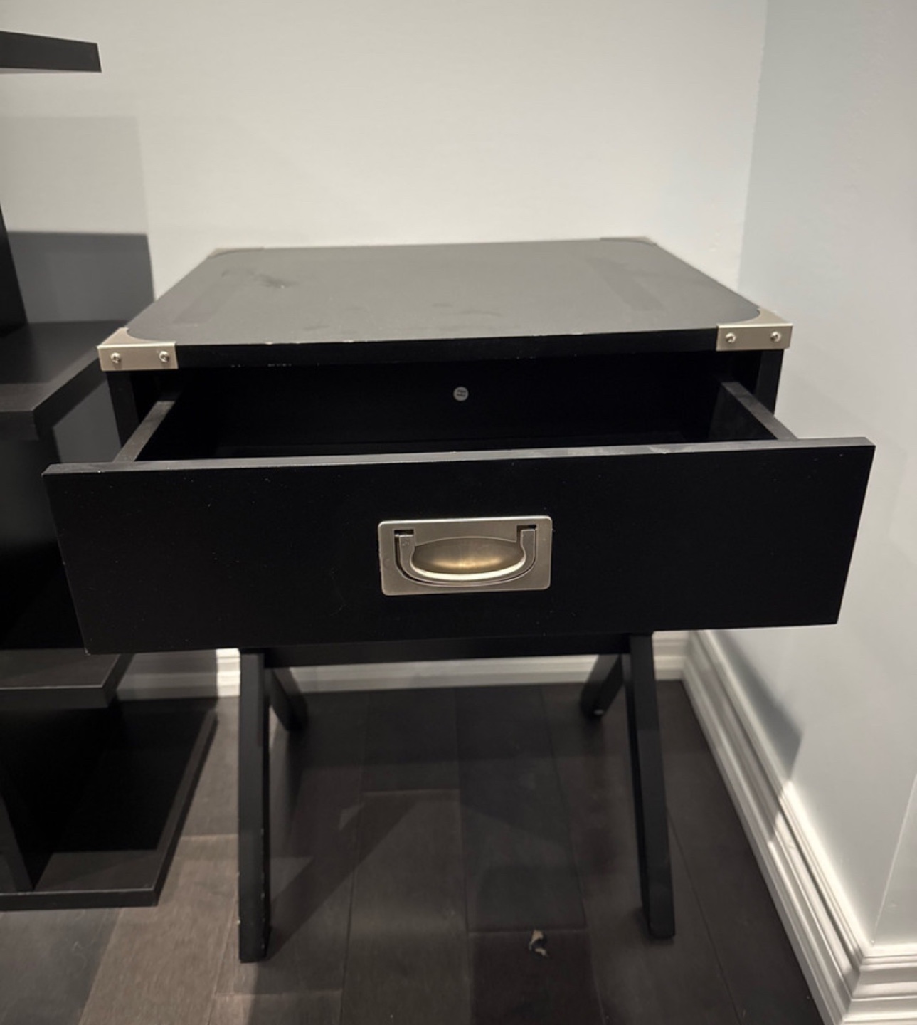 Black Nightstand with Drawer - photo 2