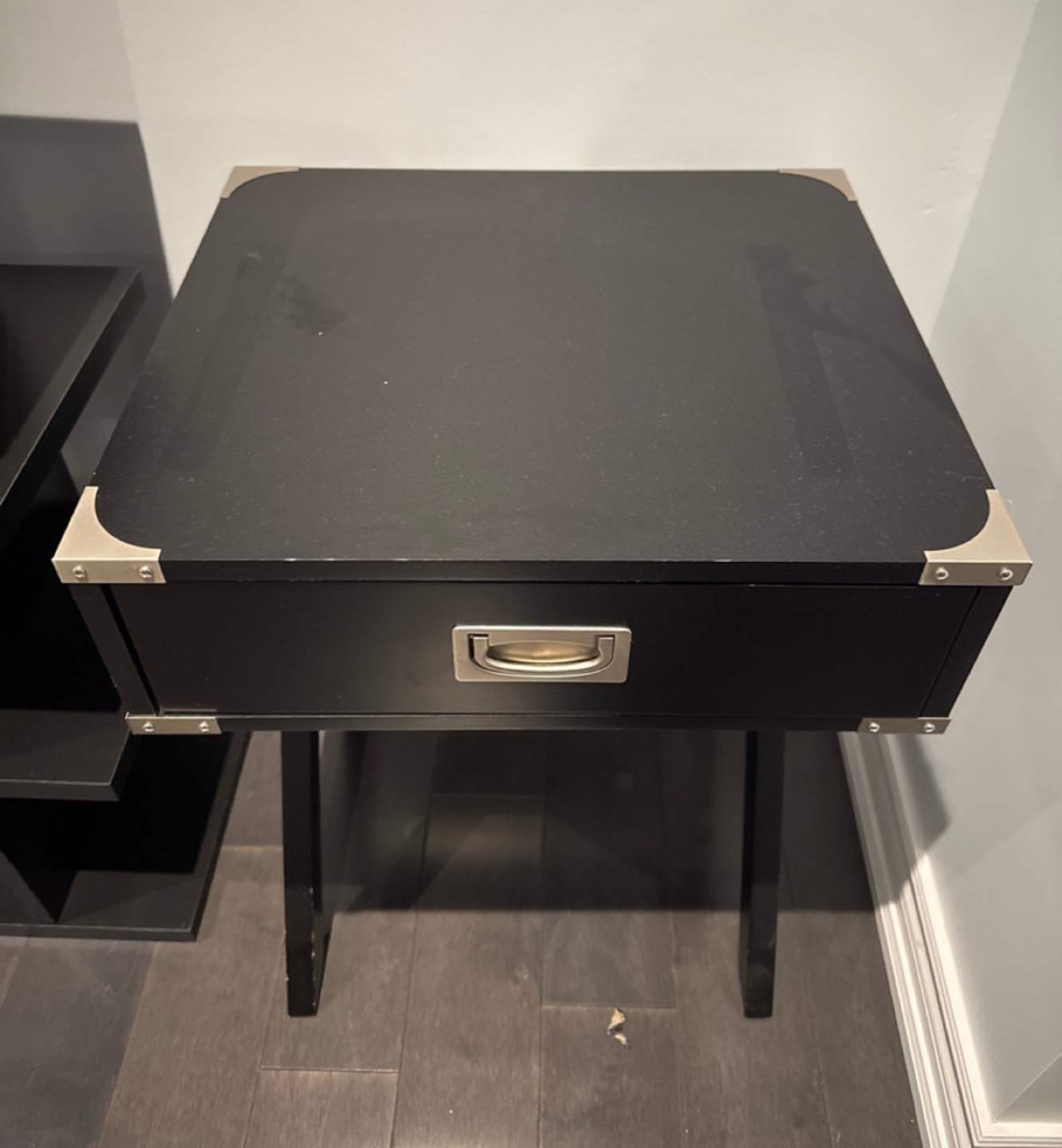 Black Nightstand with Drawer