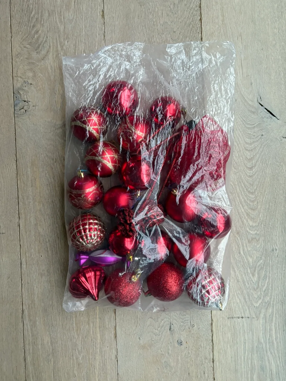 Red plastic Christmas Ornaments thumbnail