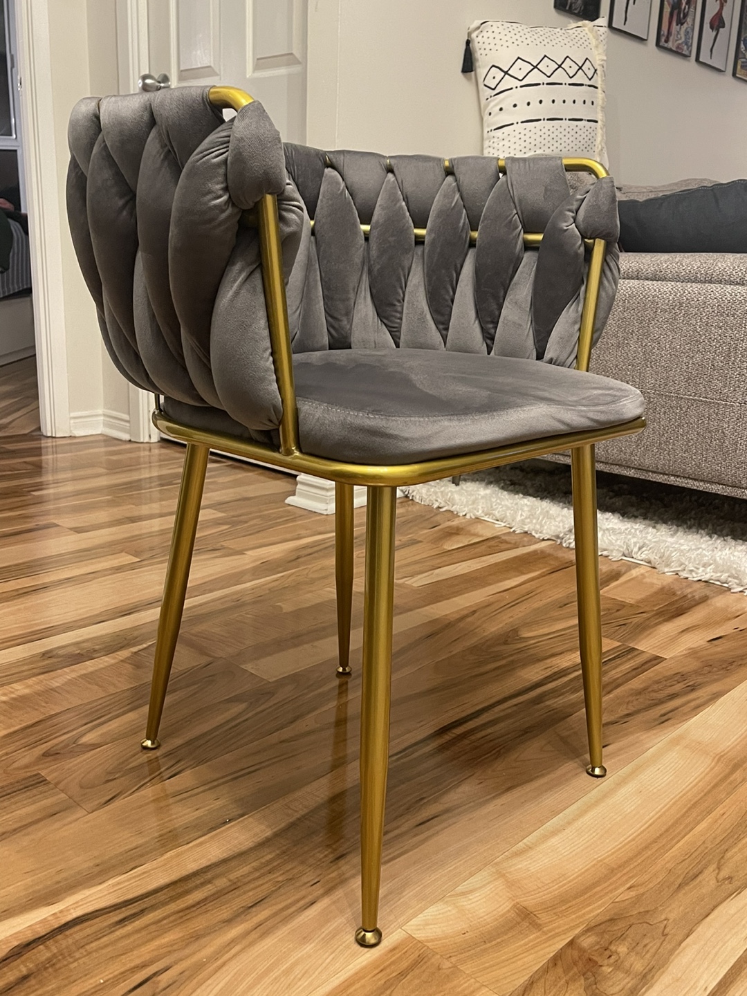 Velvet Dining / Accent Chair with Gold Legs