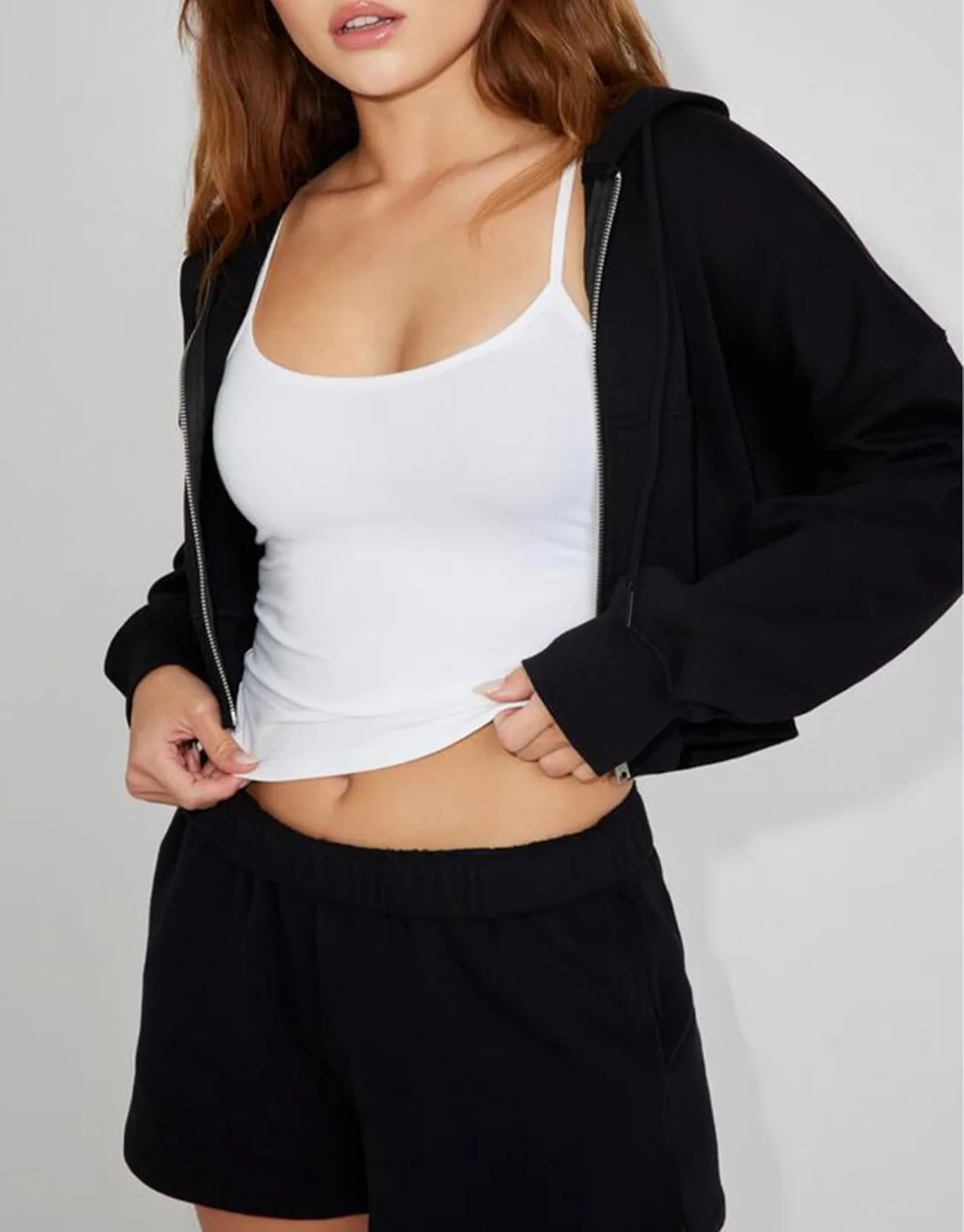 Womens Cute Cropped Zip Up Hoodie Sweatshirt Jacket szXL image indicator(3)