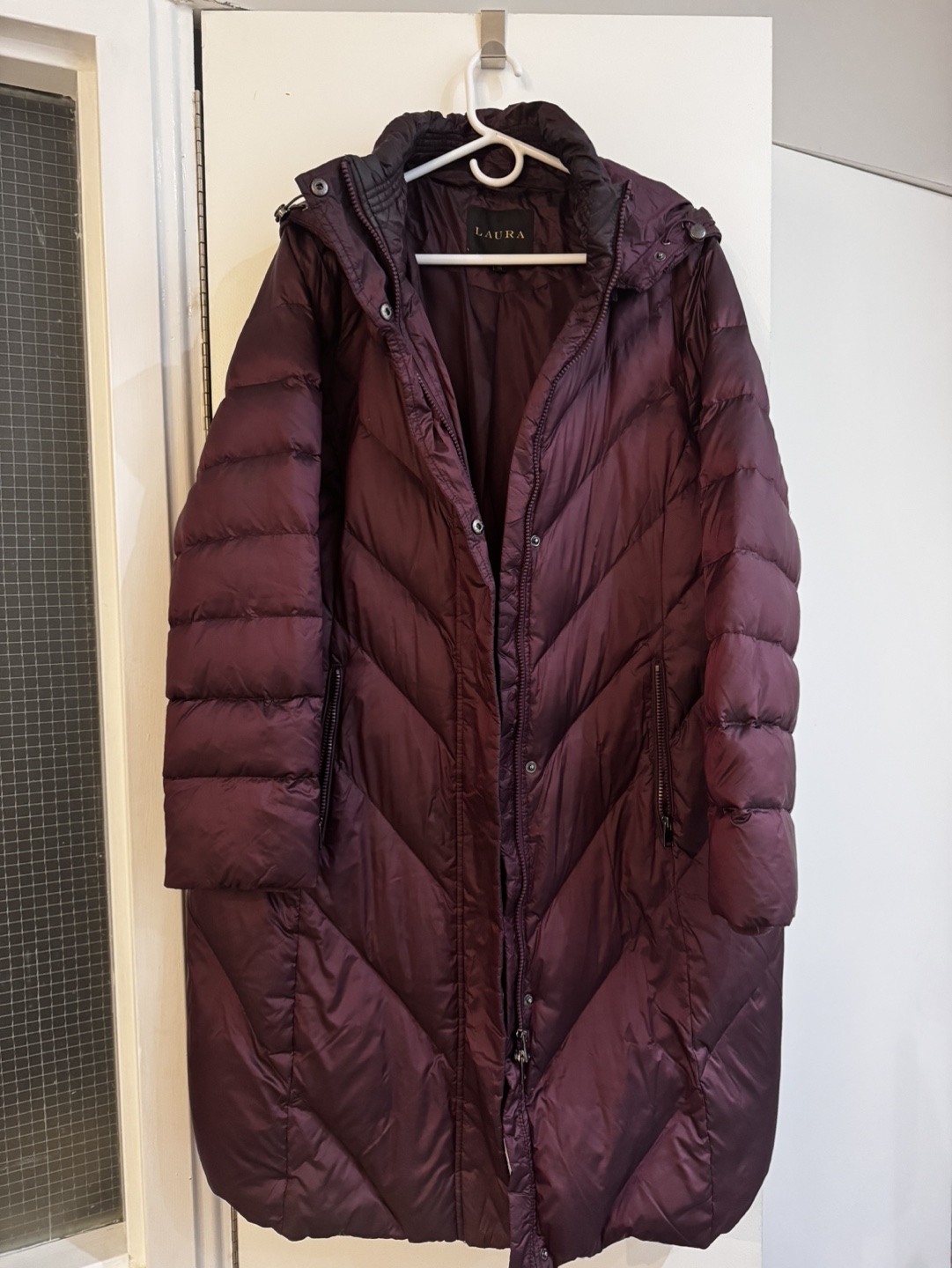 Laura Long Burgundy Puffer Jacket