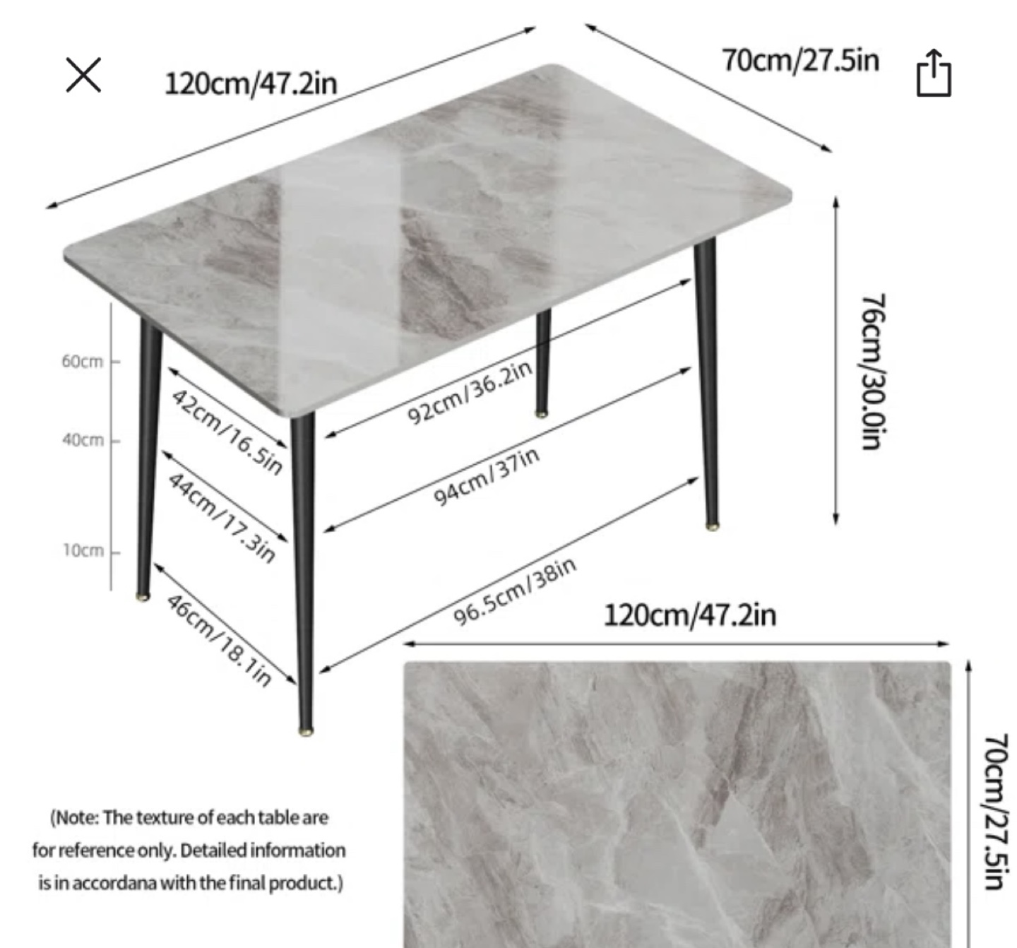 Marble Dining Table with Black Legs - photo 4