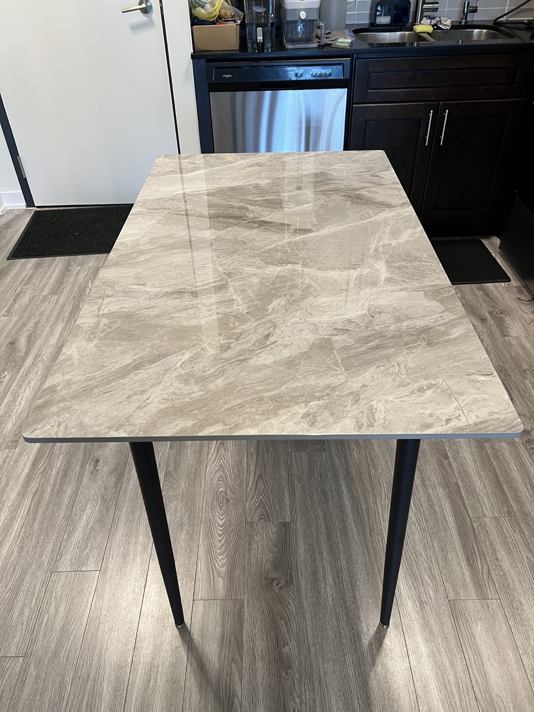 Marble Dining Table with Black Legs