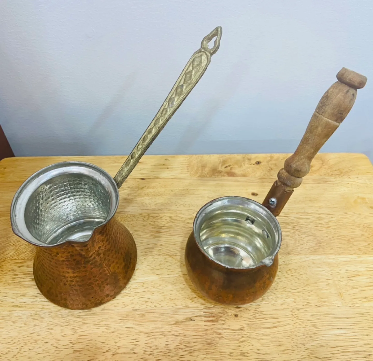 Set of 2 Copper Turkish Coffee Pots image indicator(2)