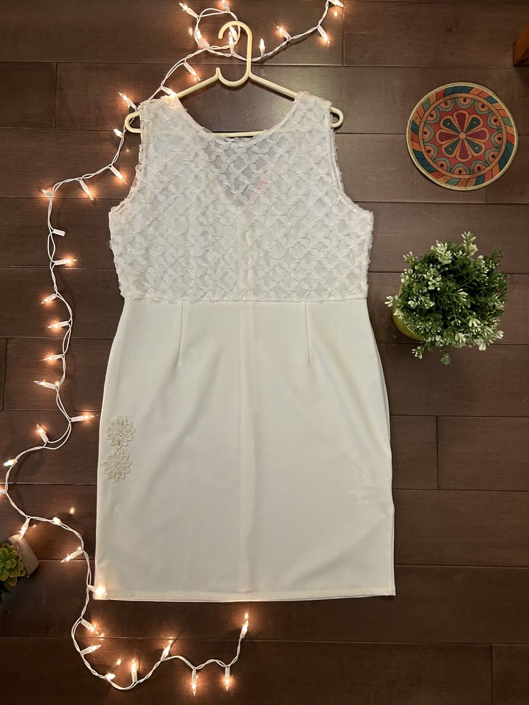 White Floral Detail Dress - photo 4