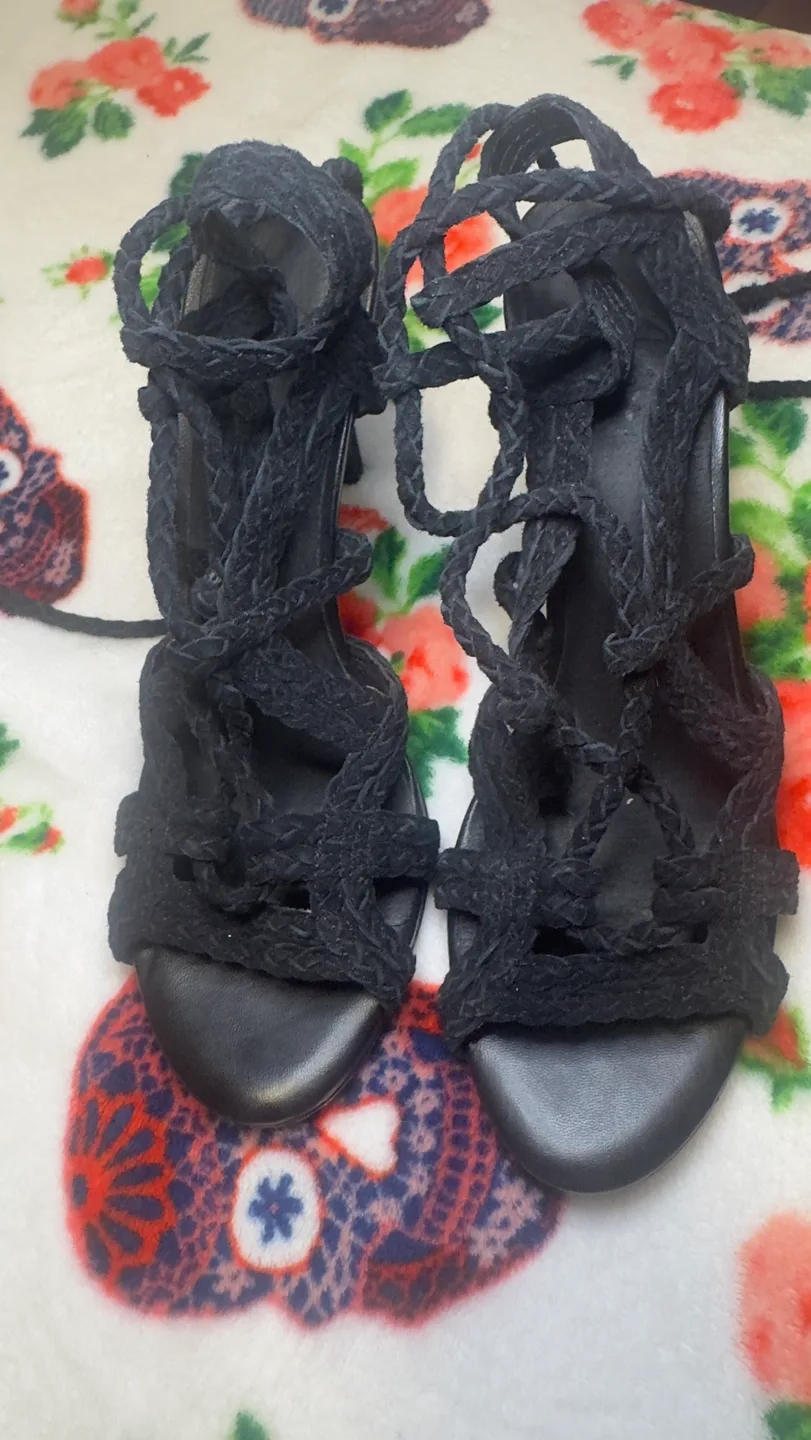 Joie Black  Lace Up Heels size 7.5 image indicator(2)