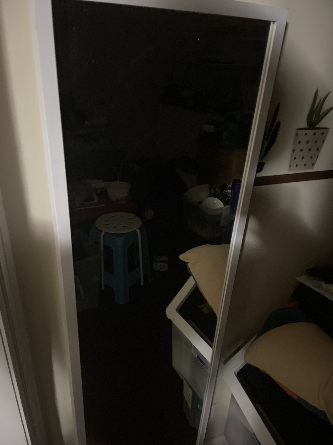 Full-length mirror with white frame