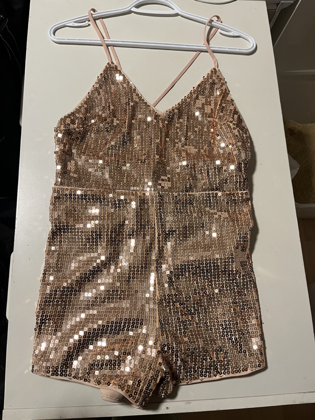 Forever 21 Pink Gold Sequin Jumpsuit